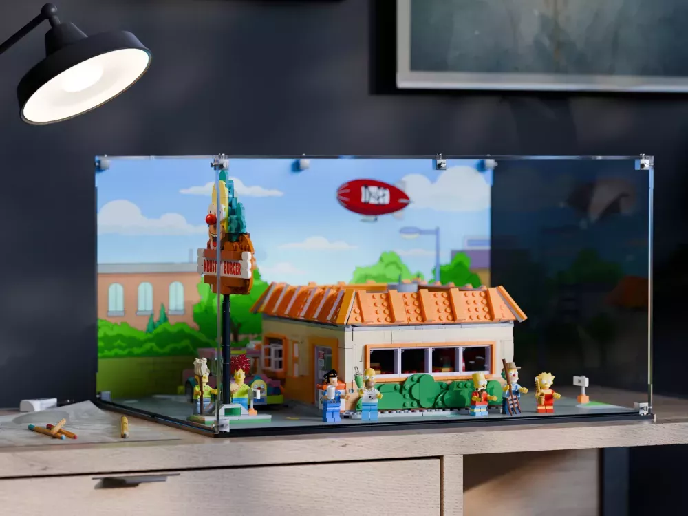 The Simpsons™: Krusty Burger LEGO Display Case from Boxxco