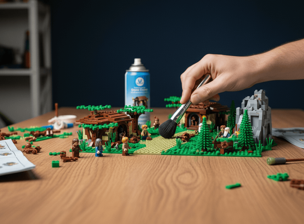 Clean LEGO with a makeup brush
