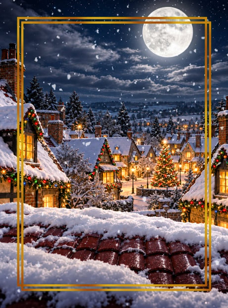 Rooftops backdrop for LEGO® Santa's Holiday Countdown (40874) Display Case