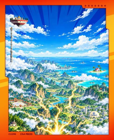 Anime backdrop for LEGO® Dragon Ball: Shenron & Goku (11390) Display Case