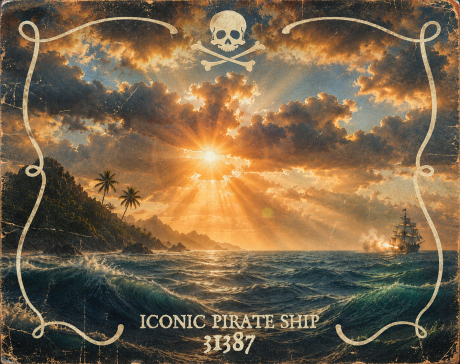 Wild seas backdrop for LEGO® Iconic Pirate Ship (31387) Display Case