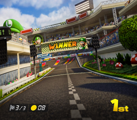 Luigi circuit backdrop for LEGO® Mario Kart – Luigi & Mach 8 (72050) Display Case