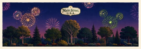 Main street night backdrop for LEGO® Main Street, U.S.A. (43302) Display Case