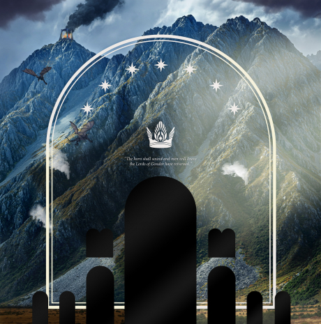 Gondor backdrop for LEGO® The Lord of the Rings: Minas Tirith (11377) Display Case