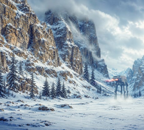 Snowy pass backdrop for LEGO® Imperial Remnant AT-AT with INT-4 (75454) Display Case