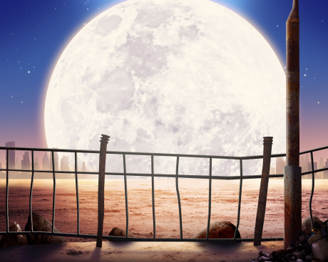 Moonlight backdrop for LEGO® WALL-E and EVE (43279) Display Case