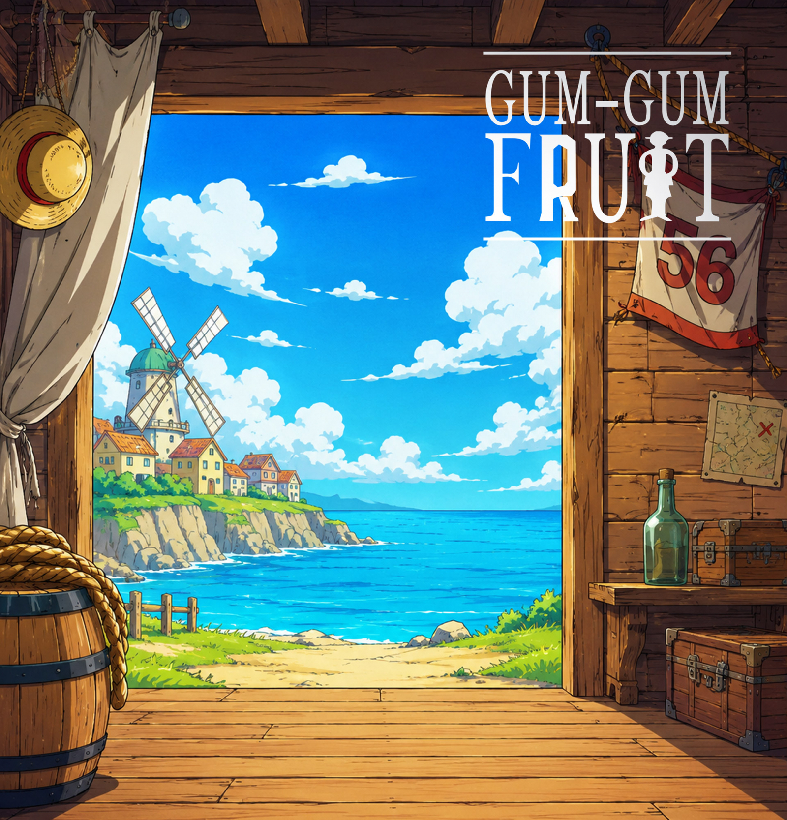 Foosha village backdrop for LEGO® Gum-Gum Fruit (75647) Display Case