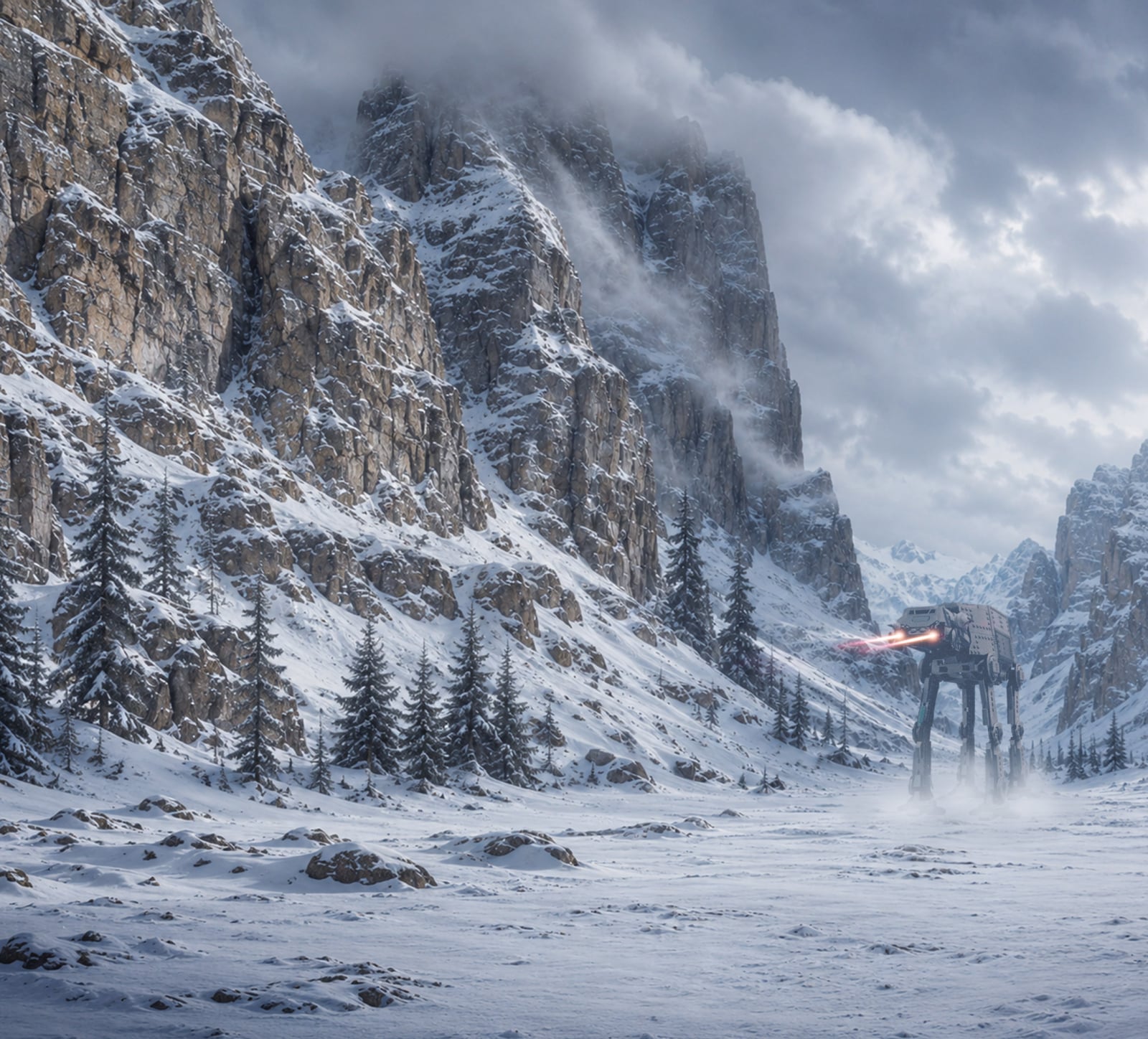 Snowy pass backdrop for LEGO® Imperial Remnant AT-AT with INT-4 (75454) Display Case