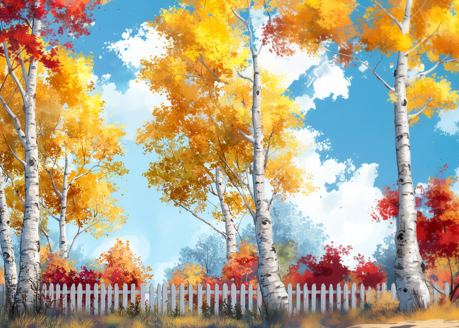 Autumn backdrop for LEGO® Autumn Cottage Garden (11372) Display Case