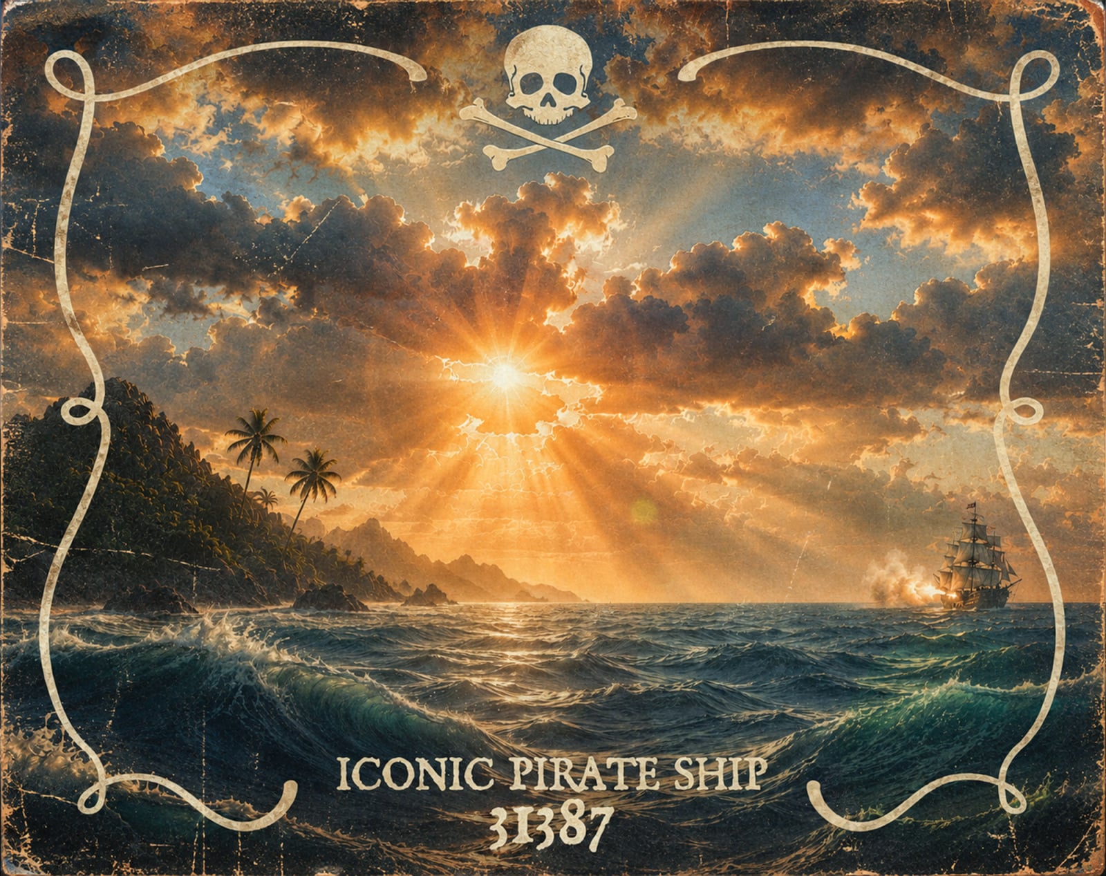 Wild seas backdrop for LEGO® Iconic Pirate Ship (31387) Display Case