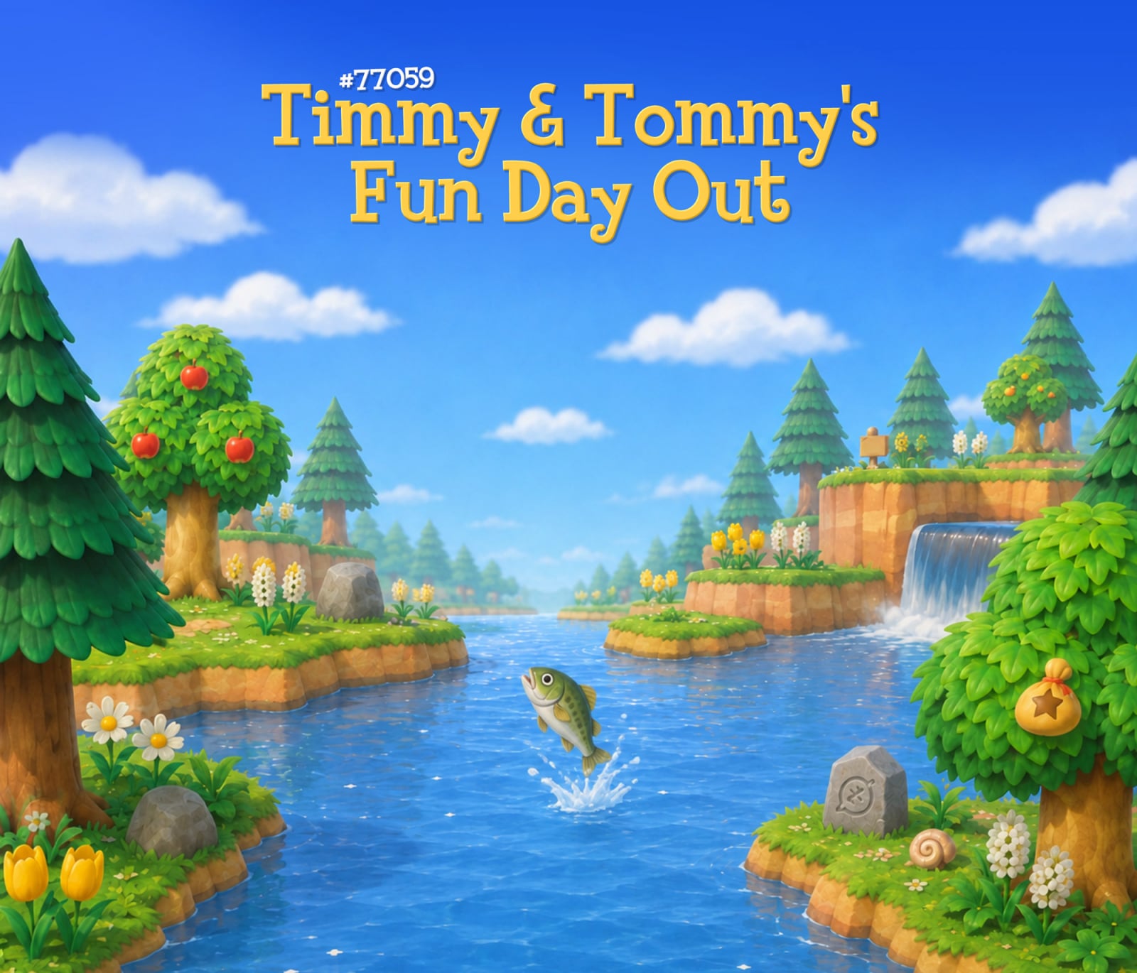 Fishing backdrop for LEGO® Timmy & Tommy's Fun Day Out (77059) Display Case