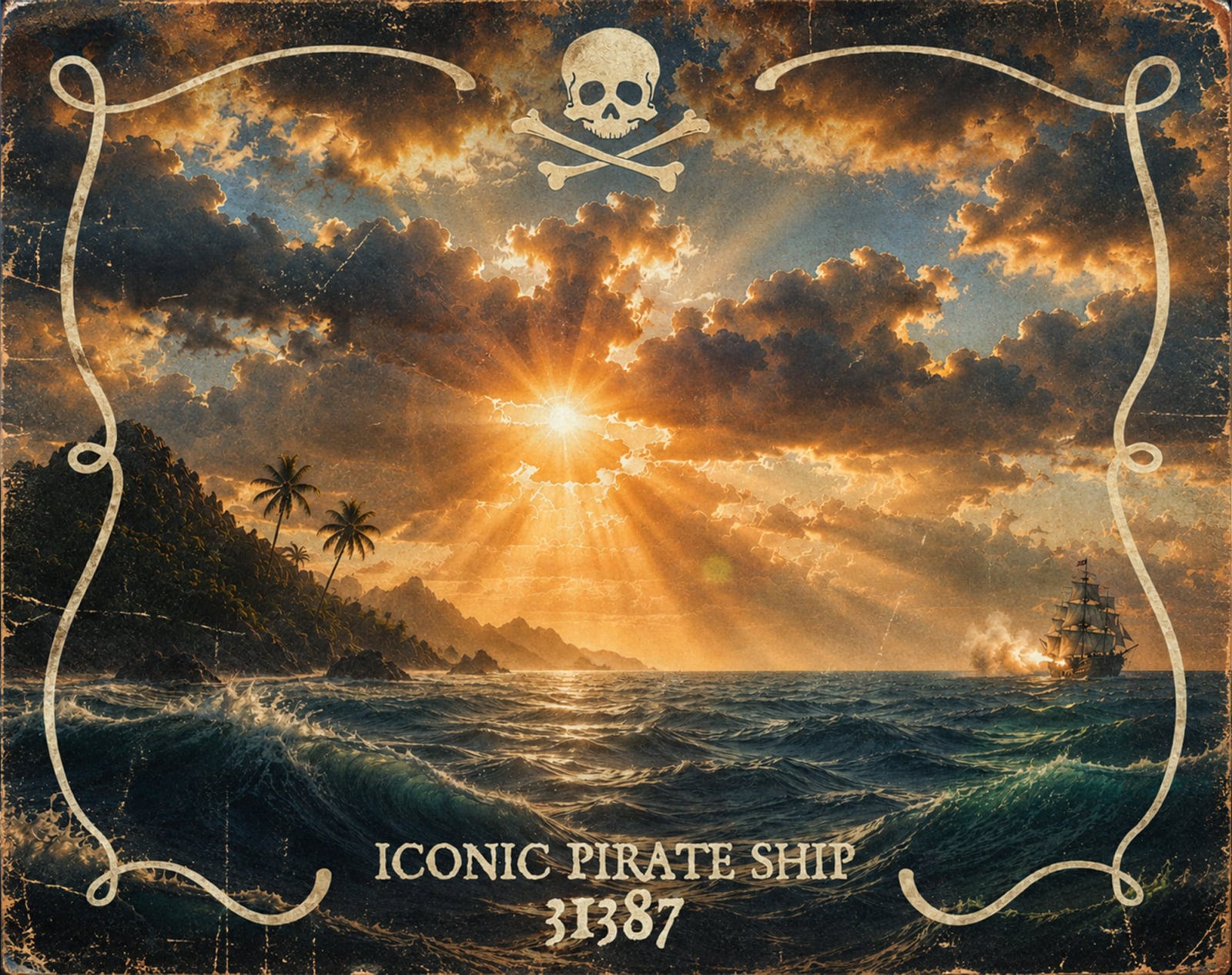 Wild seas backdrop for LEGO® Iconic Pirate Ship (31387) Display Case