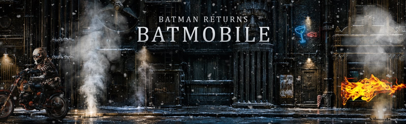 Gotham streets backdrop for LEGO® Batman Returns Batmobile (76355) Display Case