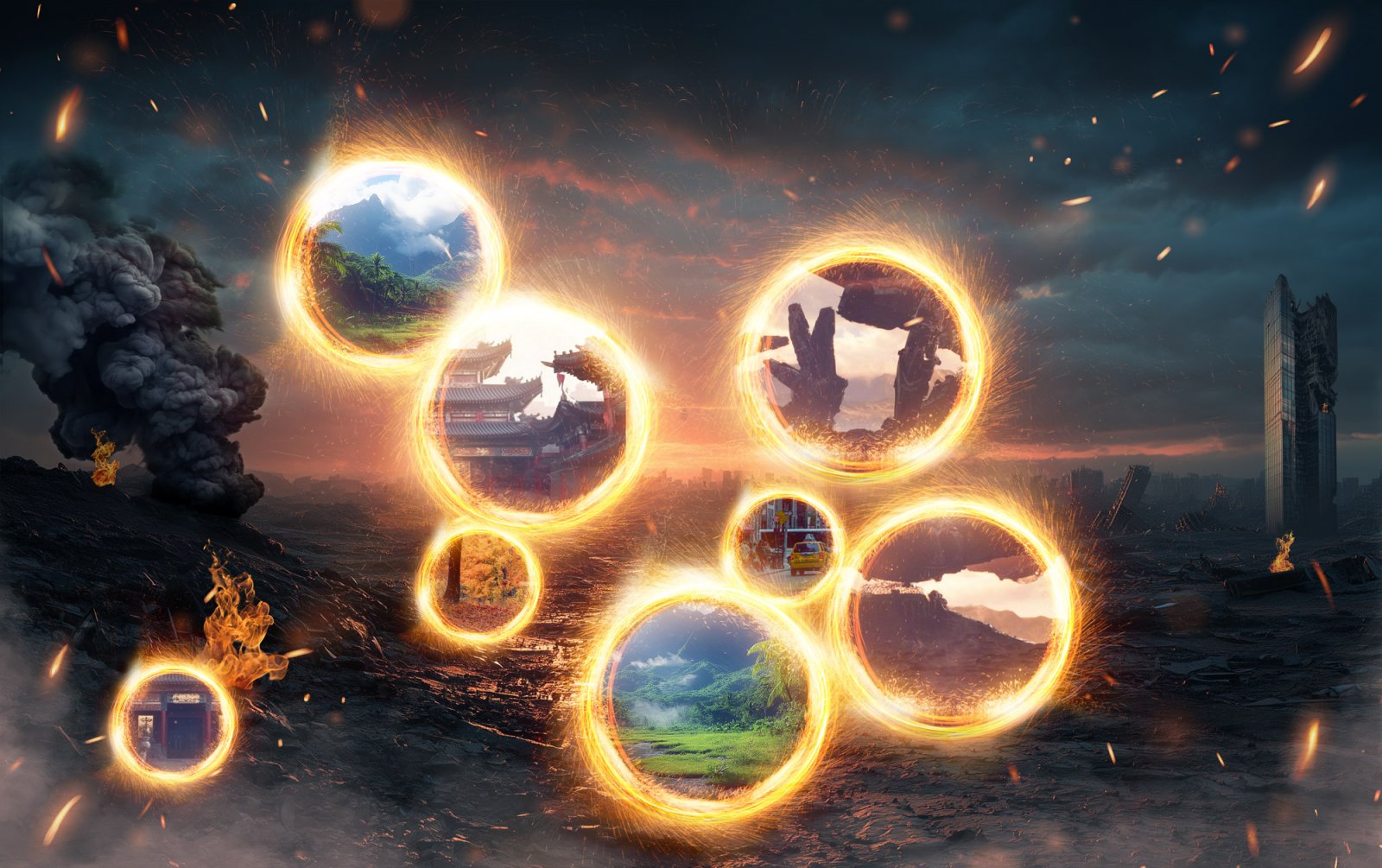 Portals backdrop for LEGO® Avengers: Endgame Final Battle (76323) Display Case