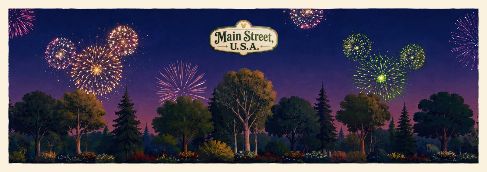 Main street night backdrop for LEGO® Main Street, U.S.A. (43302) Display Case