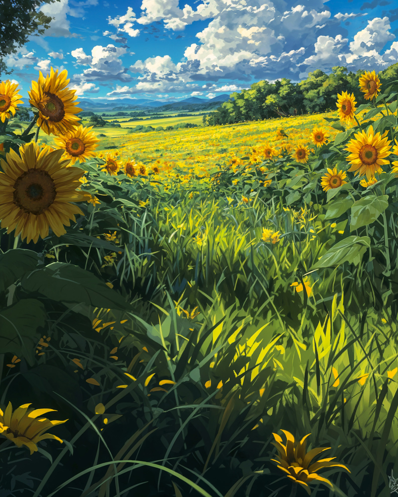 Sunflowers backdrop for LEGO® Eevee (72151) Display Case