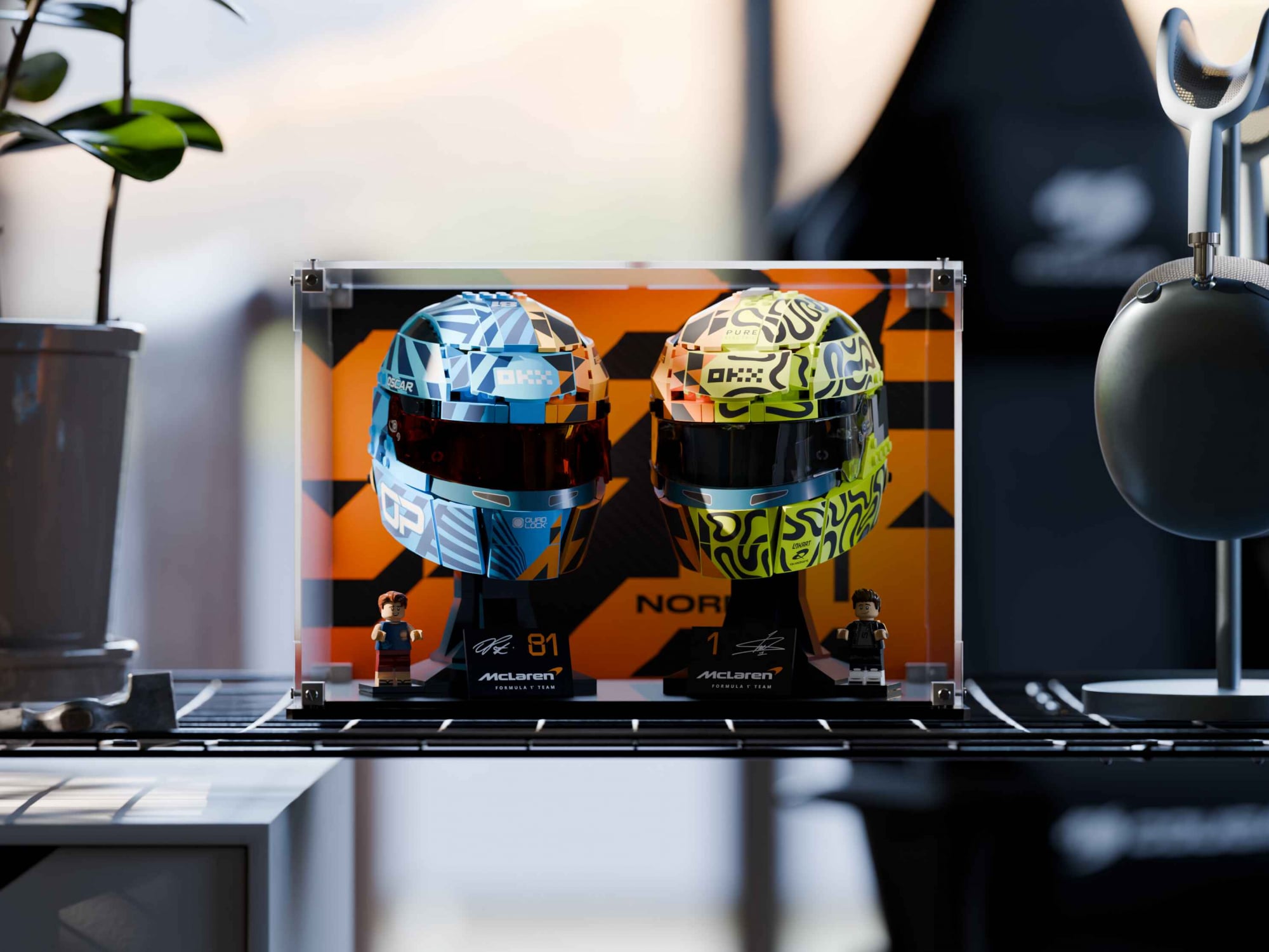 LEGO® McLaren F1 Norris & Piastri Helmets (43017 & 43023) Display Case