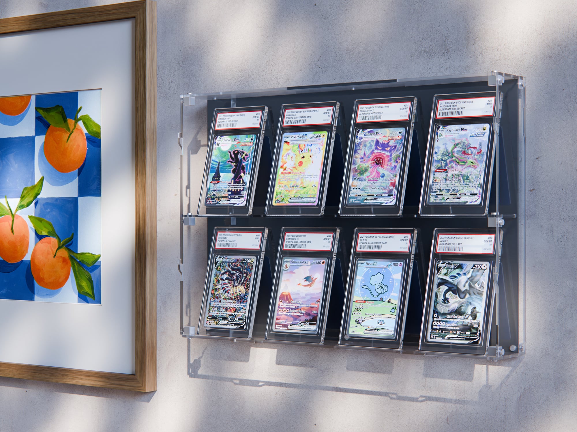 Graded Card Wall Display Case – 8 Slabs